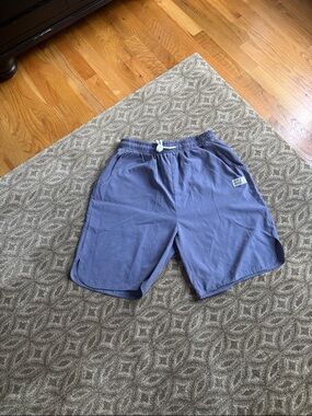 ROMWE Men's Slate Blue Athletic Drawstring Shorts